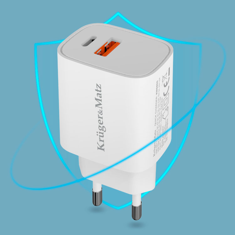 Incarcator rapid de retea USB tip A si USB type C 30W PD 3.0 + QC 3.0 Kruger&Matz KM0855 - imagine 6