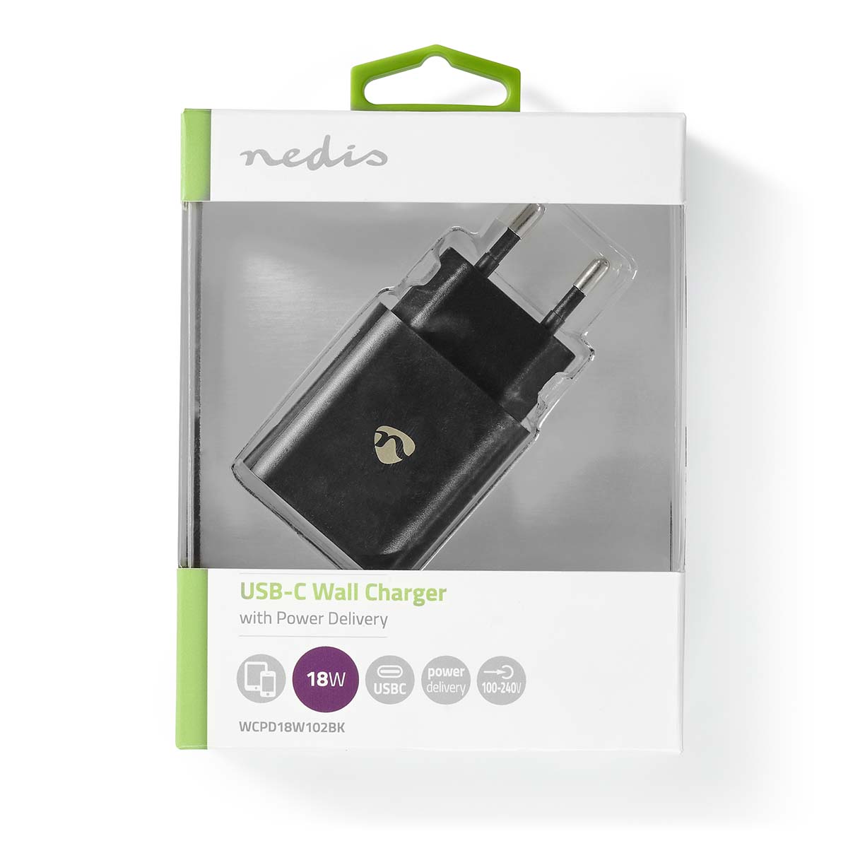 Incarcator retea 3A 1-iesire USB type C PD 18W negru Nedis - imagine 4