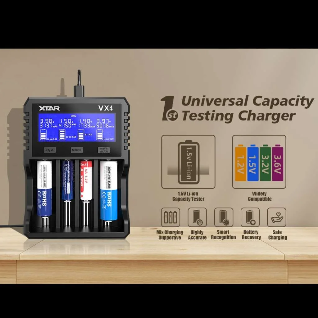 Incarcator Universal Smart XTAR VX4 Visible Mixer 1.2V 1.5V 3.2V 3.6V 3.7V - imagine 4