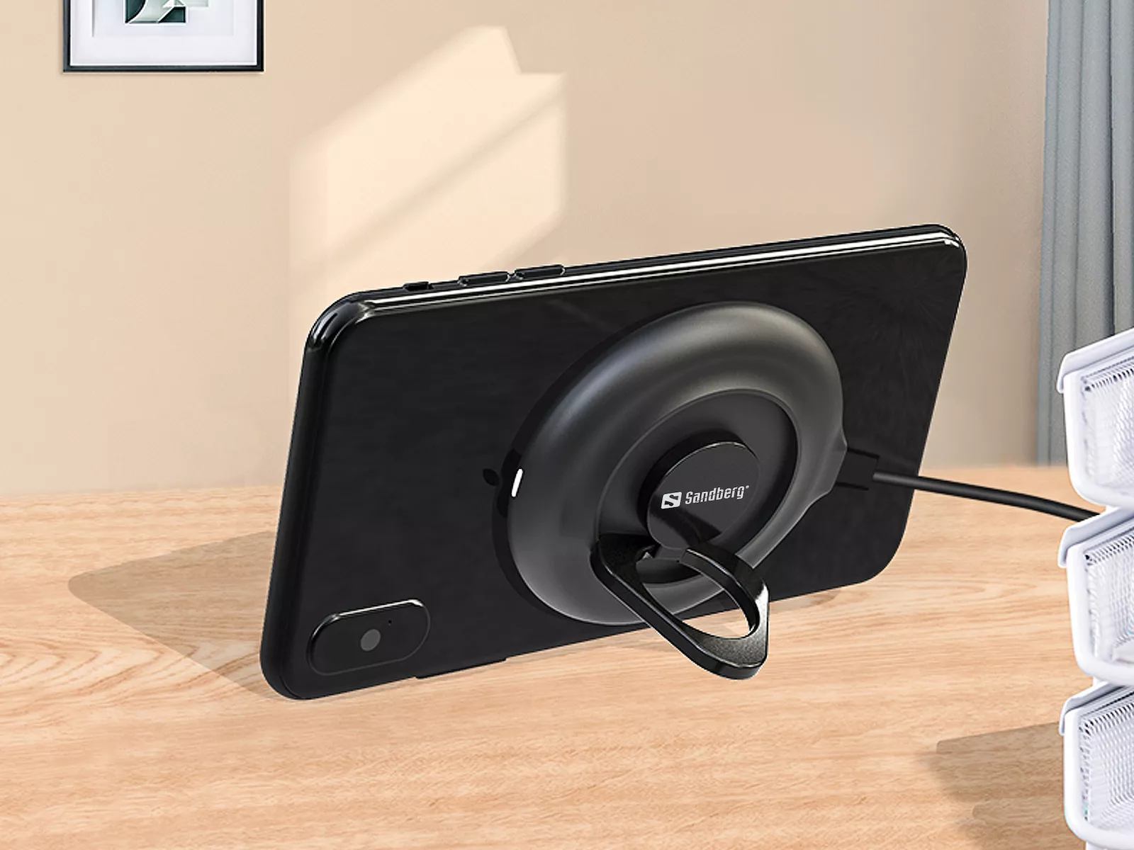 Incarcator wireless cu ventuza Sandberg 441-27 10W negru - imagine 2