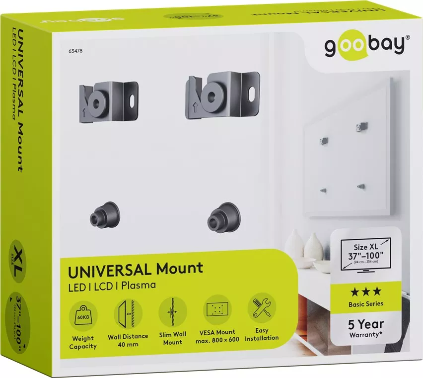 Kit de montare suport de perete pentru TV ecran 37"-70" interfata de montare pana la 800 x 600 mm Goobay - imagine 7