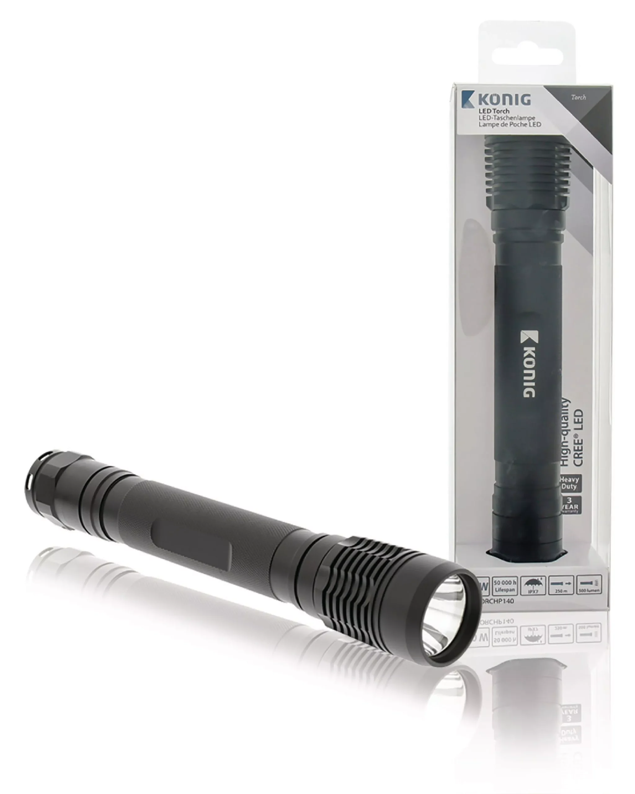 Lanterna cu carcasa din aluminiu neagra LED 10W Baterie tip C R14 Konig - imagine 6