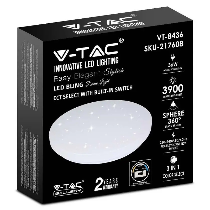 Plafoniera LED 36W 3900lm 48cm 3 in 1 Model stelute V-Tac SKU-217608 - imagine 6