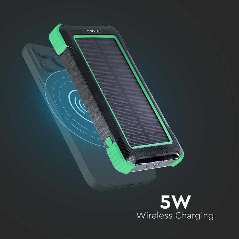 POWER BANK 10000mAh cu incarcare solara si Wireless V-TAC SKU-7835 - imagine 9