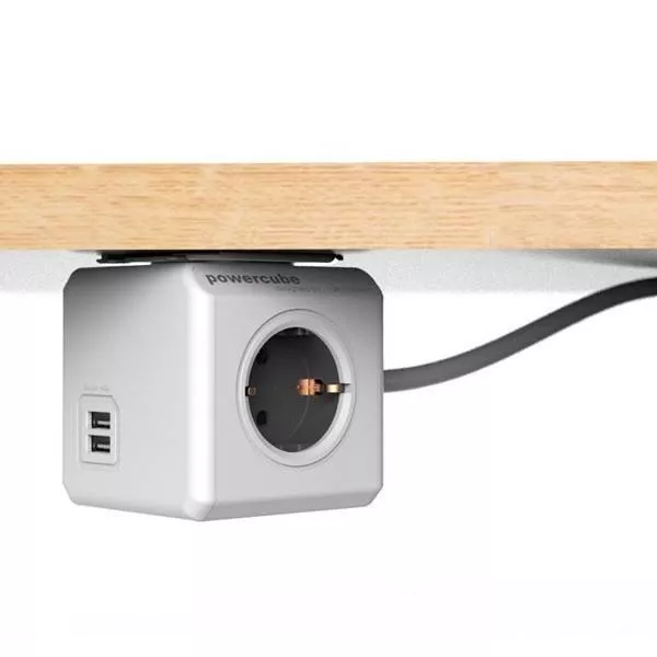 Prelungitor 4 prize CUB +2x USB lungime cablu 1.5m gri Allocacoc - imagine 2
