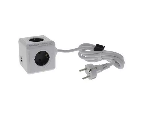 Prelungitor 4 prize CUB +2x USB lungime cablu 1.5m gri Allocacoc - imagine 3