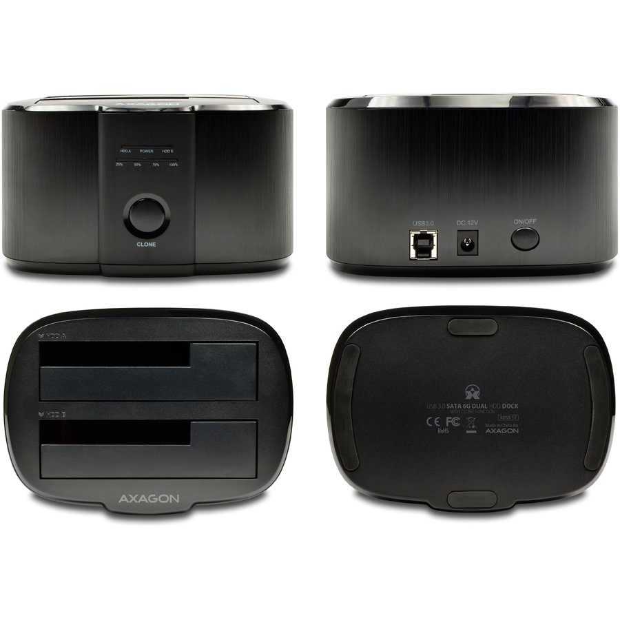Rack docking Station USB3.0 - 2x SATA 6G cu functie CLONE DUAL HDD AXAGON ADSA-ST - imagine 3