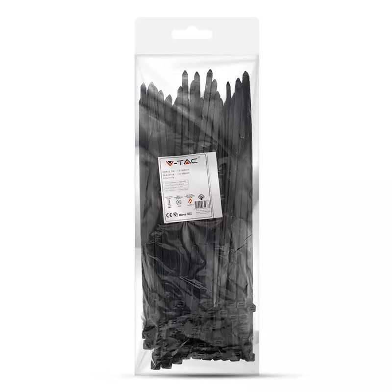 Set fasete prindere 3.5mm 25cm 100buc negru V-TAC SKU-11169 - imagine 2