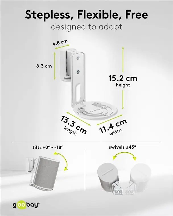 Set suporti de perete pentru difuzor alb Modern Era 1 Flex compatibil Sonos Era 100 71982 Goobay - imagine 3