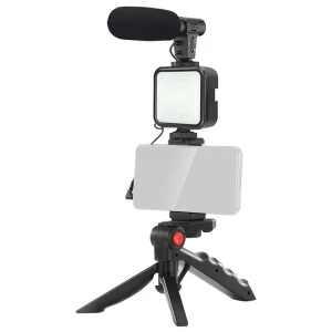 Set Vlogging 4 in 1 PLATINET PMVG4IN1 Microfon /Lumina video LED /Suport smartphone /Trepied