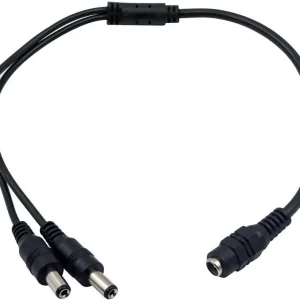 Spliter cablu alimentare cu mufa mama 5.5x2.1 mm la 2x tata 5.5x2.1 mm