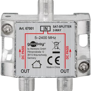 Splitter SAT 2 iesiri pentru dispozitive prin satelit 5-2400MHz Goobay 67001