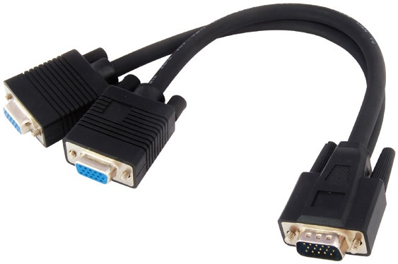 Splitter VGA 15 pini tata la 2x VGA mama 15 pini crem - imagine 2