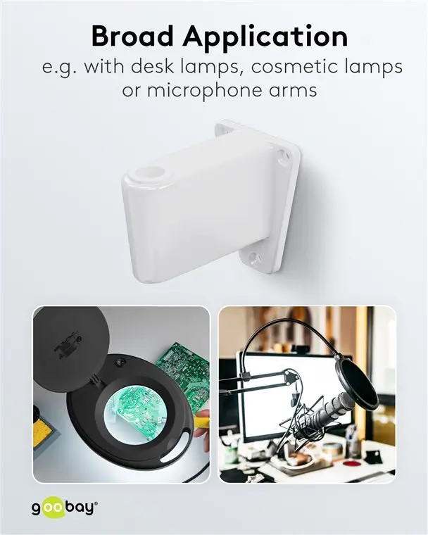 Suport de perete pentru lampa cu lupa pentru cod 60360 /60361 /60362 /60364 alb Goobay 55771 - imagine 3