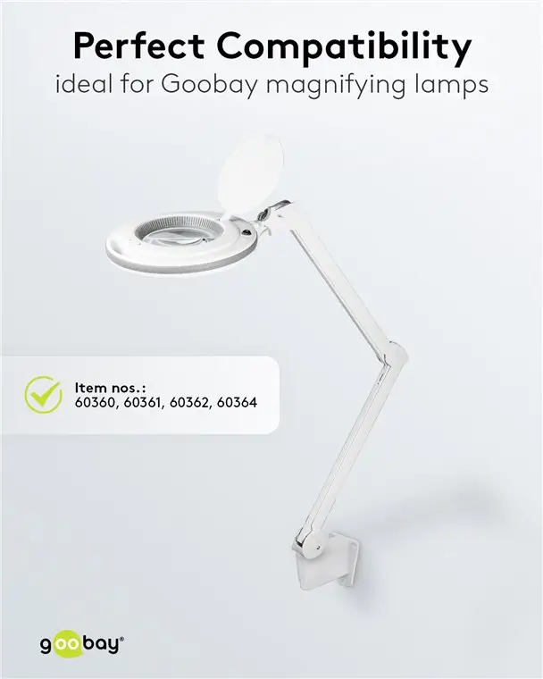 Suport de perete pentru lampa cu lupa pentru cod 60360 /60361 /60362 /60364 alb Goobay 55771 - imagine 5