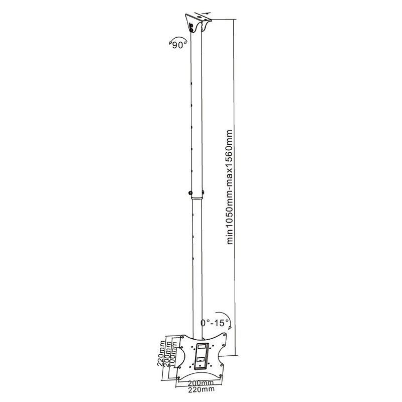 Suport pentru televizor LCD max 42 inch inclinabil cu prindere de plafon tavan Cabletech UCH0076A - imagine 2
