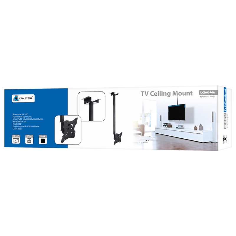 Suport pentru televizor LCD max 42 inch inclinabil cu prindere de plafon tavan Cabletech UCH0076A - imagine 3