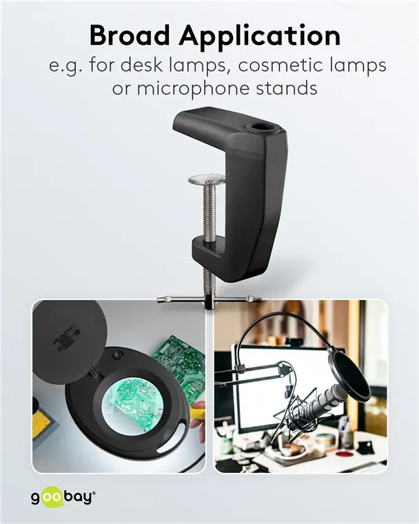 Suport prindere birou negru rezerva pentru lampa de lucru pentru cod 65575 /64986 /64988 /64990 Goobay 64987 - imagine 2