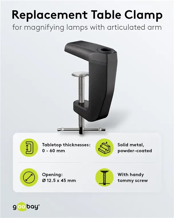 Suport prindere birou negru rezerva pentru lampa de lucru pentru cod 65575 /64986 /64988 /64990 Goobay 64987 - imagine 4
