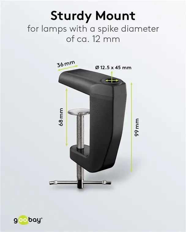 Suport prindere birou negru rezerva pentru lampa de lucru pentru cod 65575 /64986 /64988 /64990 Goobay 64987 - imagine 5