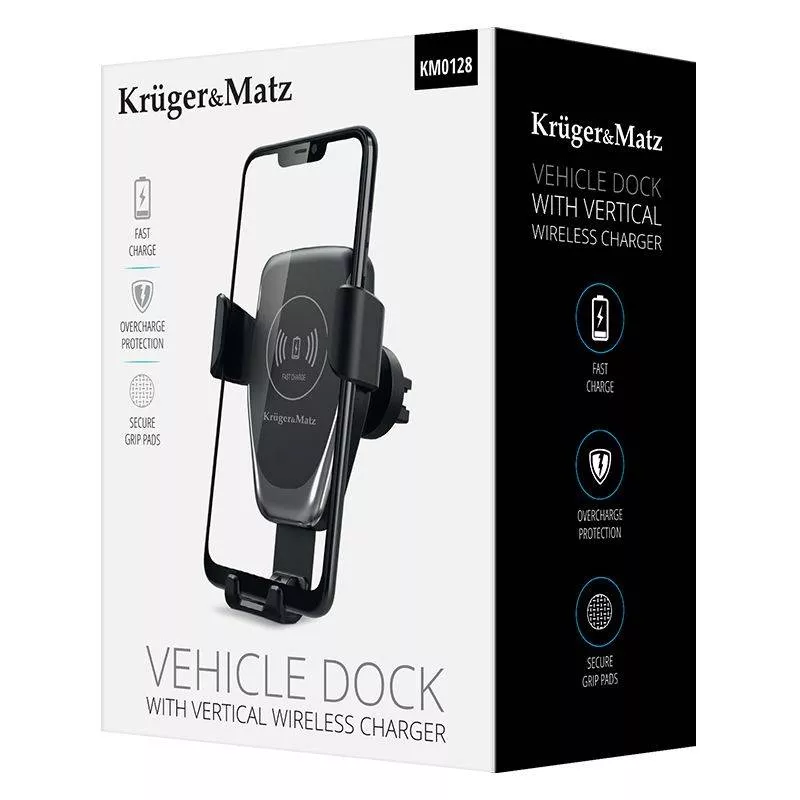 Suport telefon auto cu functie incarcare wireless QI inductiva Kruger&Matz - imagine 6