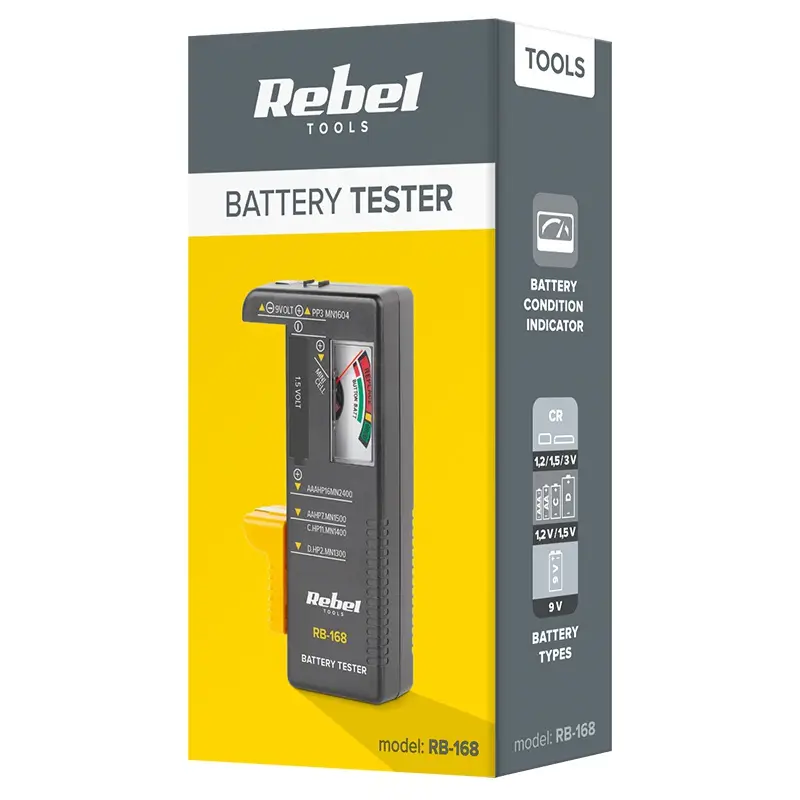 Tester baterii Rebel RB-168 pentru 9V /tip buton /AAA /AA /C /D - imagine 3