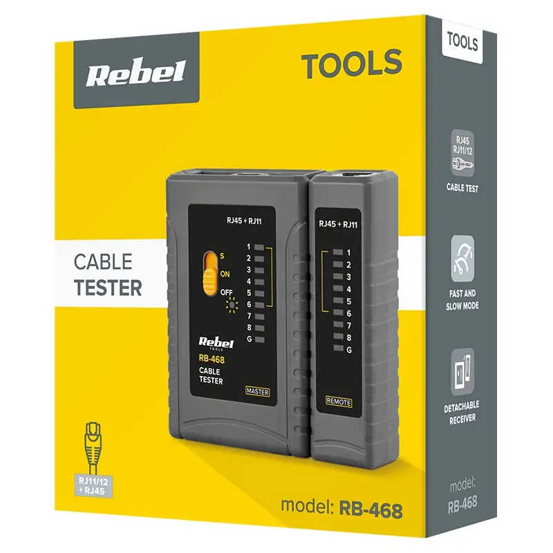 Tester cabluri RJ11 RJ12 RJ45 REBEL RB-468 - imagine 3